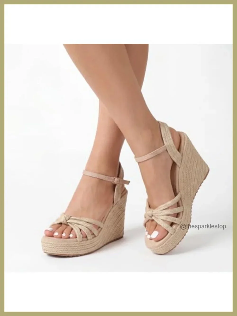 Women's Espadrille Wedge Sandals with Raffia Upper, Adjustable Ankle Strap,